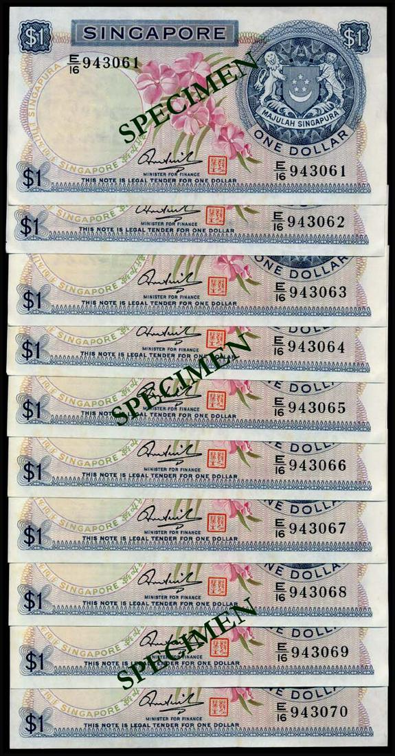 Singapore 10x$1 1972 HSS w/seal (1 of 1)