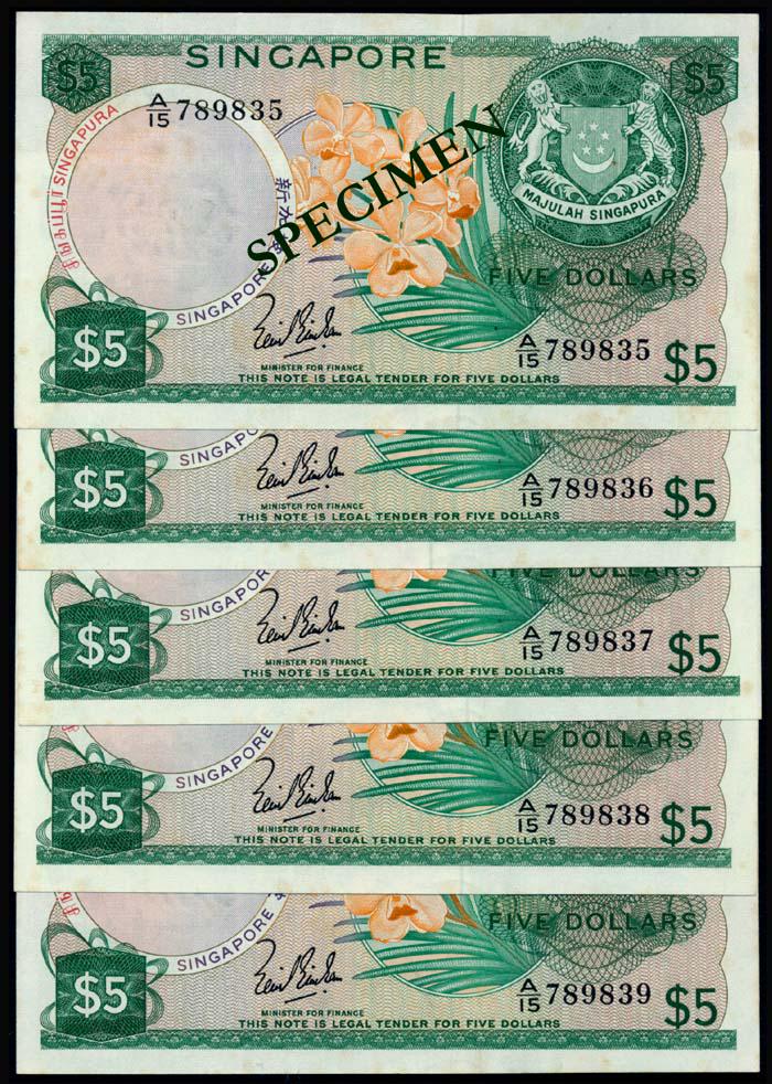 Singapore 5x$5 1967 LKS (1 of 1)