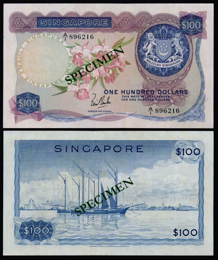 Singapore $100 1967 LKS 1st prefix (1 of 1)
