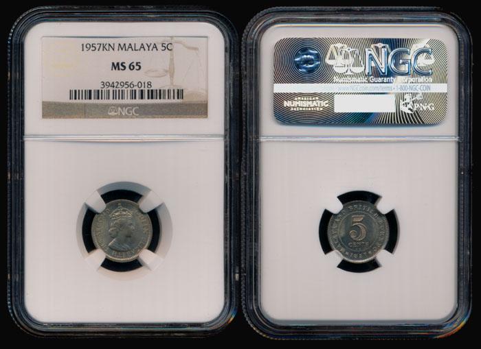 Malaya Br Borneo QEII 5c 1957KN NGC MS65 (1 of 1)