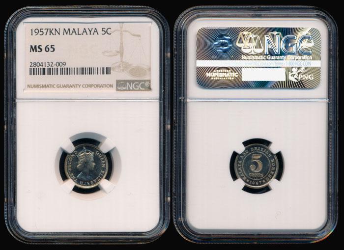 Malaya Br Borneo QEII 5c 1957KN NGC MS65 (1 of 1)