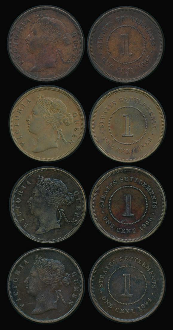 Straits Settlements QV 4x1c 1887-94 (1 of 1)
