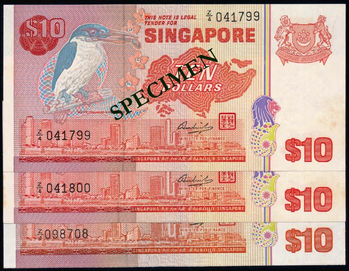 Singapore 3x$10 1976 bird replacement notes (1 of 1)