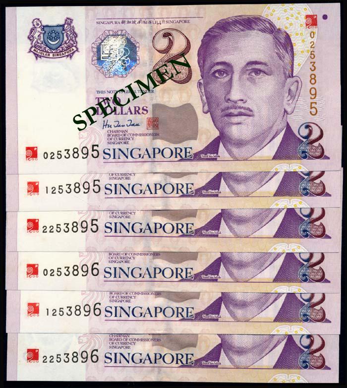 Singapore 6x$2 2000 HTT red Millennium logo (1 of 1)