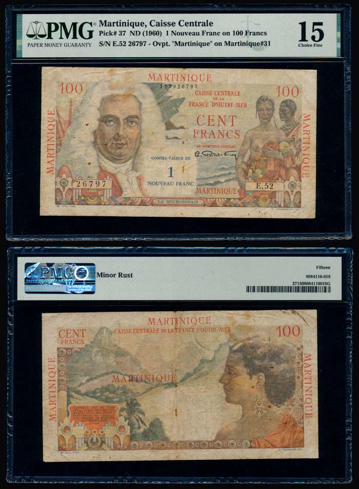 Martinique Nouveau Franc on 100 Francs 1960 (1 of 1)