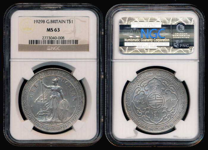 British Trade Dollars 1929B NGC MS63 (1 of 1)