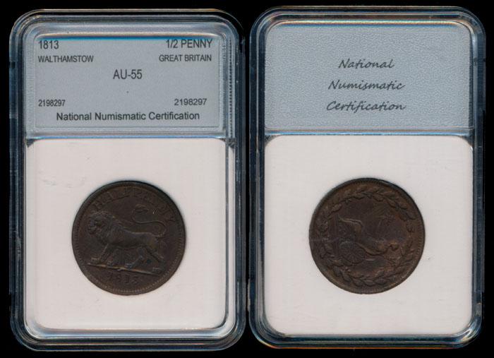 Great Britain 1/2 Penny 1813 NNC AU55 (1 of 1)