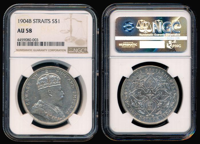 Straits Settlements KEVII $1 1904B NGC AU58 (1 of 1)