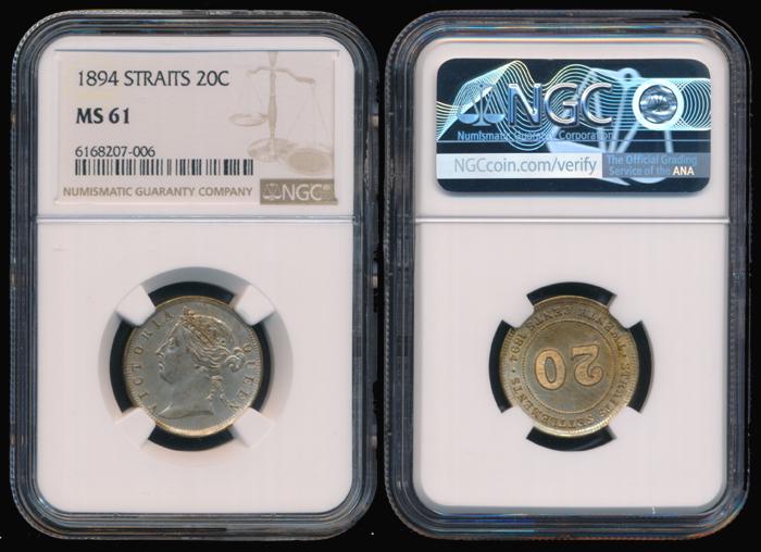 Straits Settlements QV 20c 1894 NGC (1 of 1)