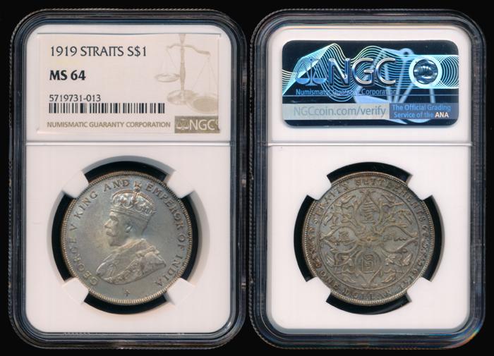 Straits Settlements KGV $1 1919 NGC (1 of 1)