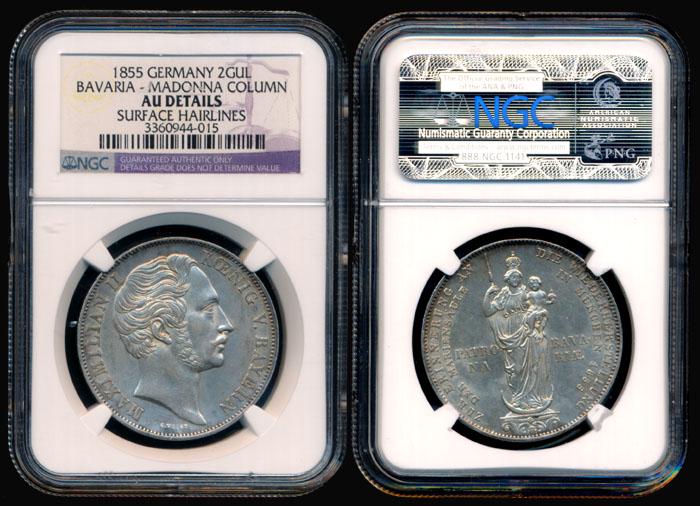 German States 2 Gulden 1855 NGC (1 of 1)
