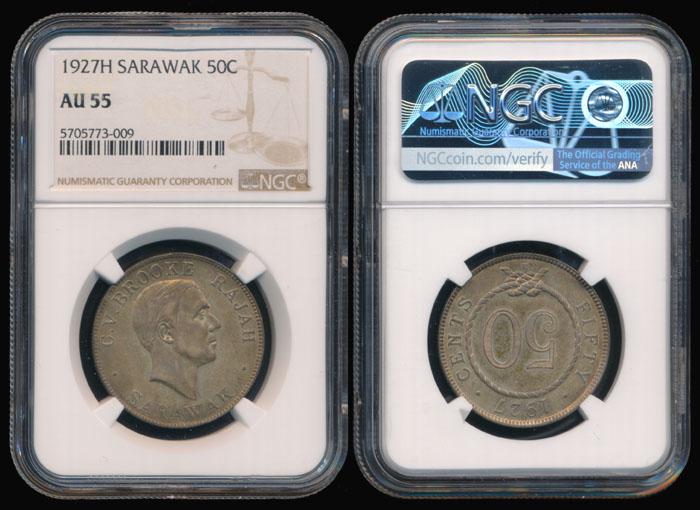 Sarawak CV Brooke 50c 1927H NGC (1 of 1)