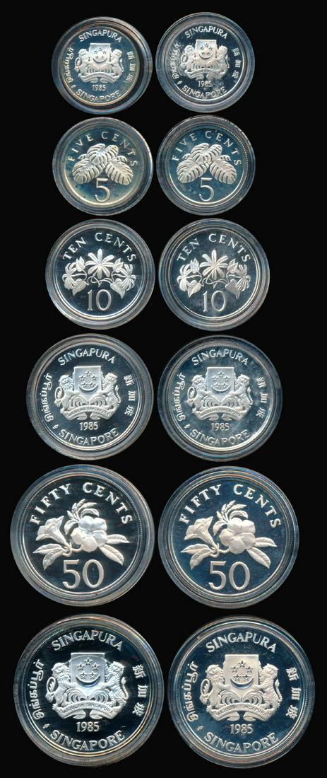 Singapore 1c-$1 1985 2 Proof Sets (1 of 1)