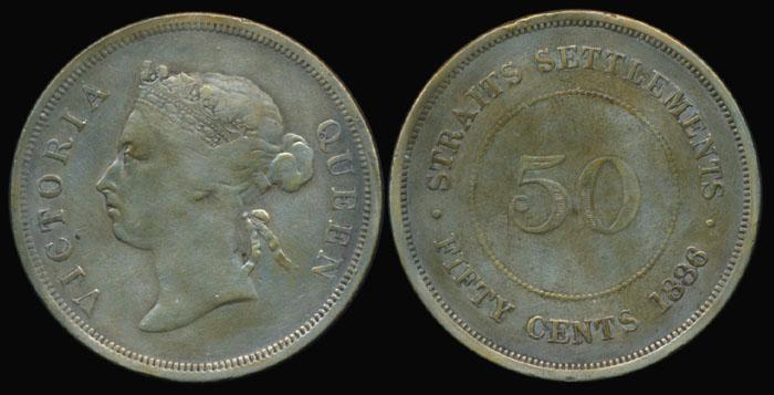 Straits Settlements QV 50c 1886 (1 of 1)