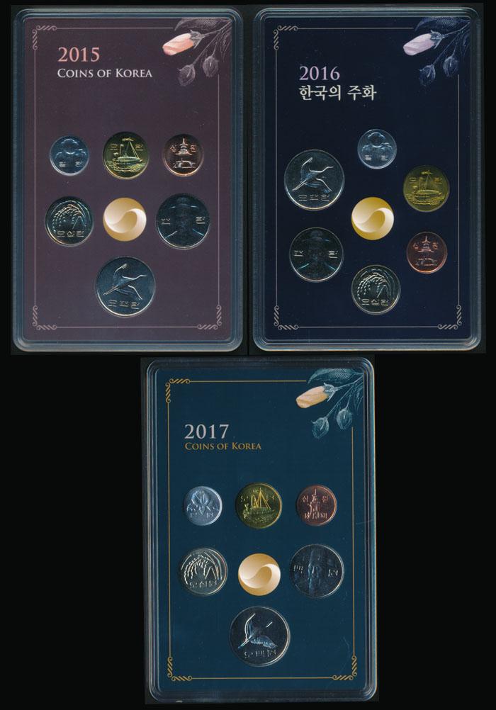 Korea/South 1-500 Won 2015-17 3 sets: Korea/South 1-500 Won 2015-17 3 setsKorea/South 1 to 500 Won, 2015, 2016, 2017, with folders. Viewing recommended, sold as is, no return. (3 sets) This Lot is subject to 8% Go