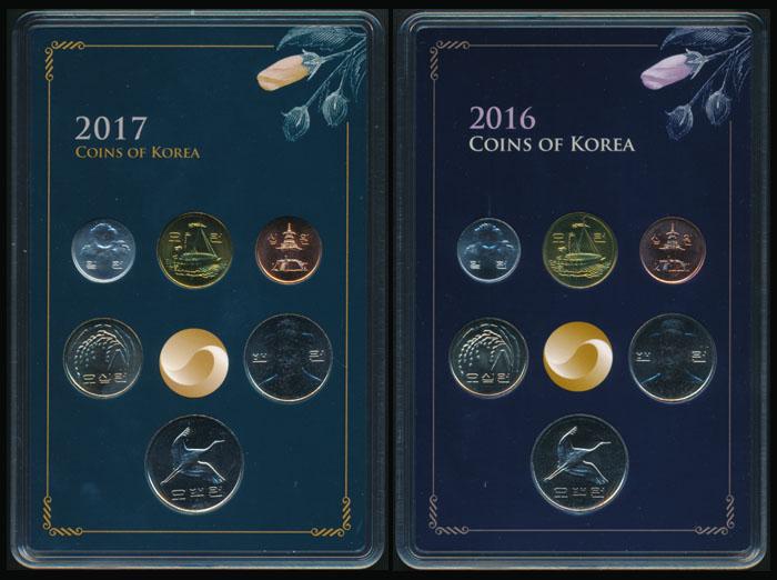 Korea/South 1-500 Won 2016-17 2 sets: Korea/South 1-500 Won 2016-17 2 setsKorea/South 1 to 500 Won, 2016, 2017, with folders. Viewing recommended, sold as is, no return. (2 sets) This Lot is subject to 8% Goods an