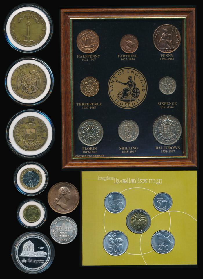 World coins of Chile Germany Indonesia etc: World coins of Chile Germany Indonesia etcWorld Chile: 8 Reales to 100 Pesos, 1817-2015, some are replicas; Germany: 2 Euro, 2015, 25 Years of German Unity; Great Britain:8 pre-decimal coins (all poli