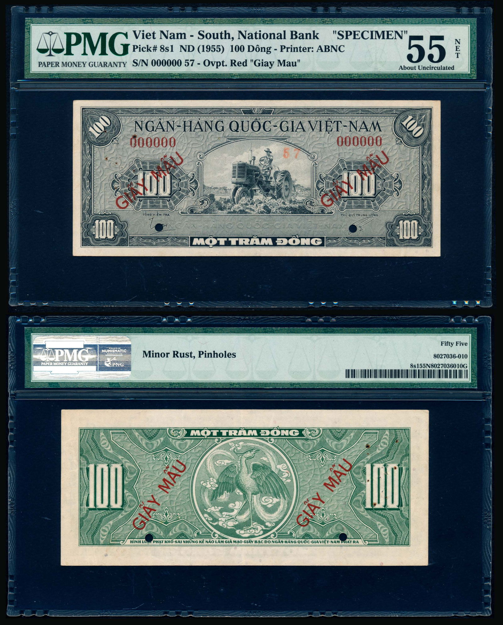 Viet Nam/South 100 Dong 1955 specimen PMG (1 of 1)