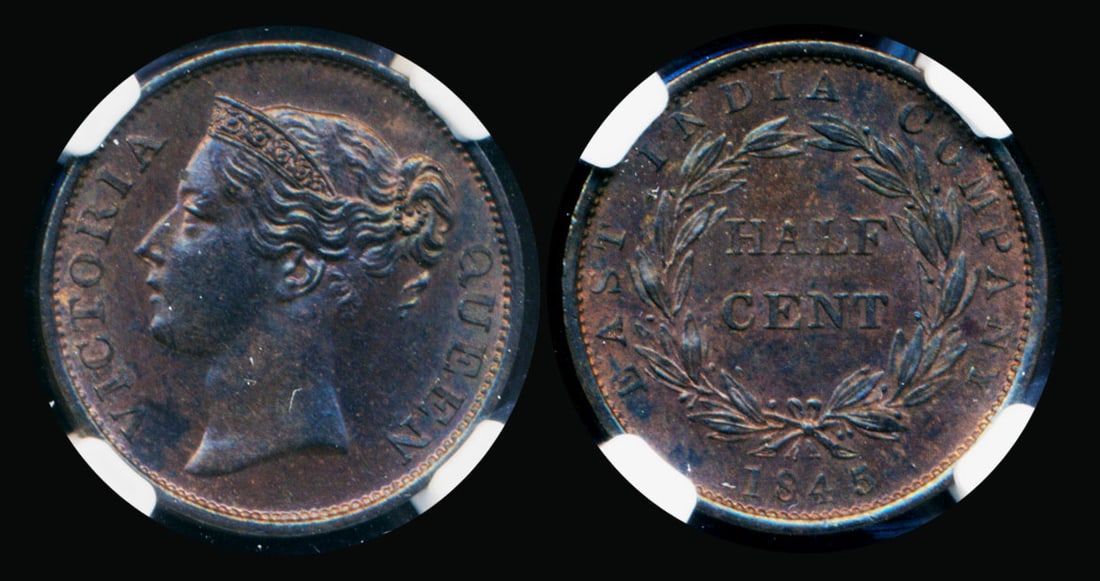 Straits Settlements EIC 1/2c 1845 NGC (1 of 1)