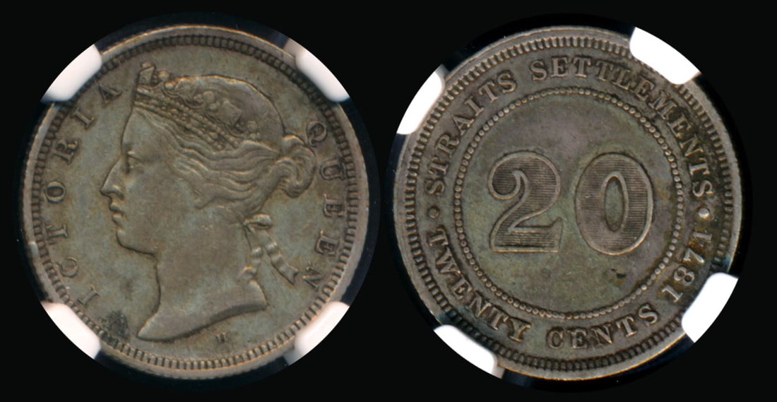 Straits Settlements QV 20c 1874H NGC (1 of 1)