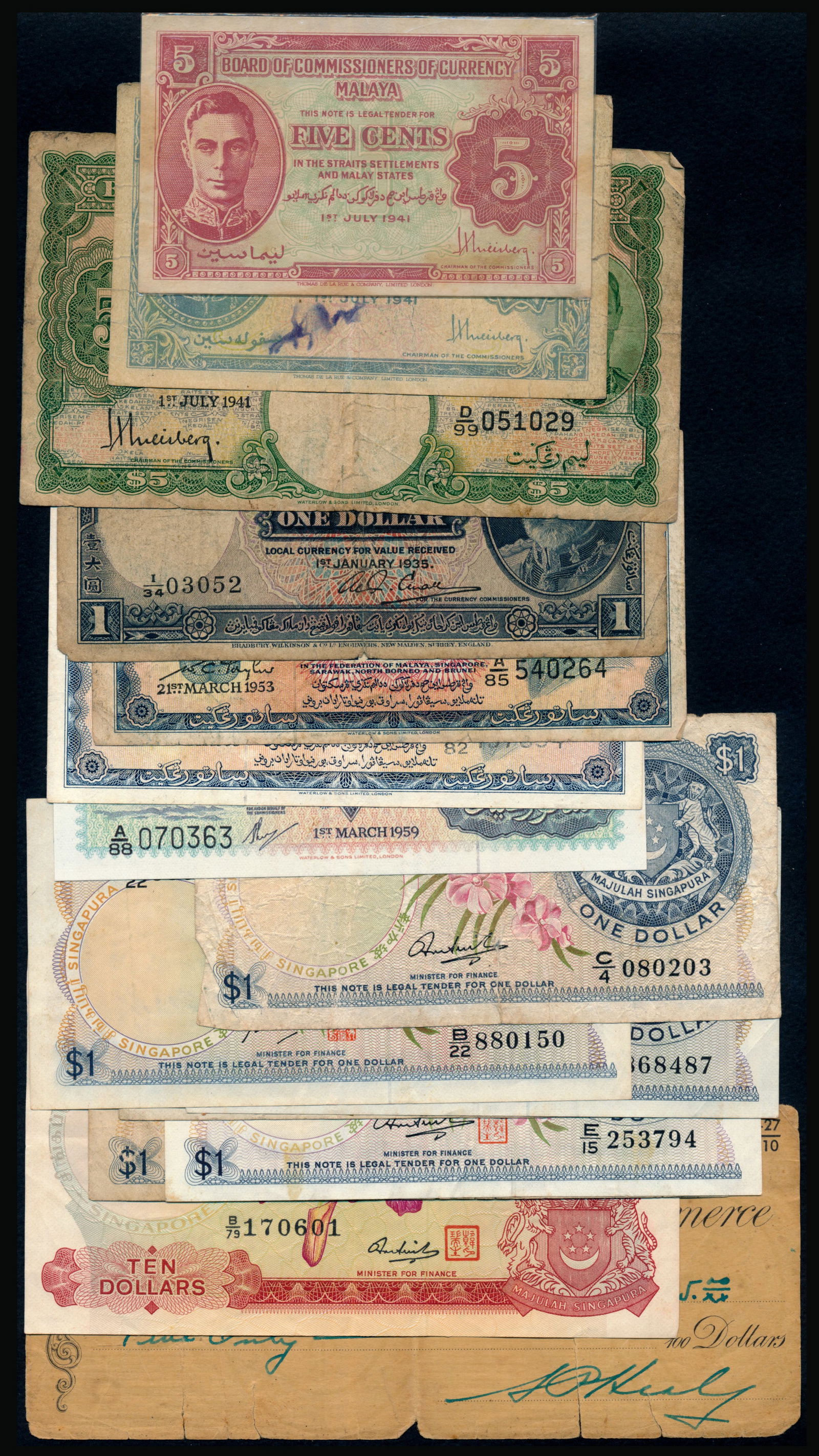 World banknotes of Canada Malaya etc (1 of 1)