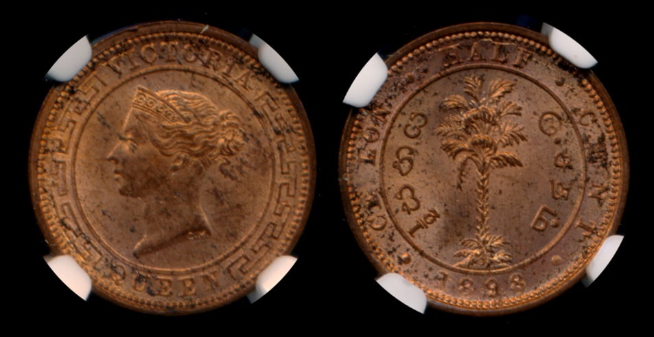 Ceylon QV 1/2c 1898 NGC MS63RD (1 of 1)