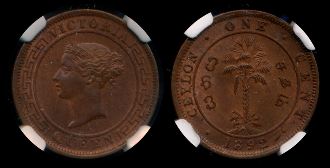 Ceylon QV 1c 1892 NGC MS64BN (1 of 1)