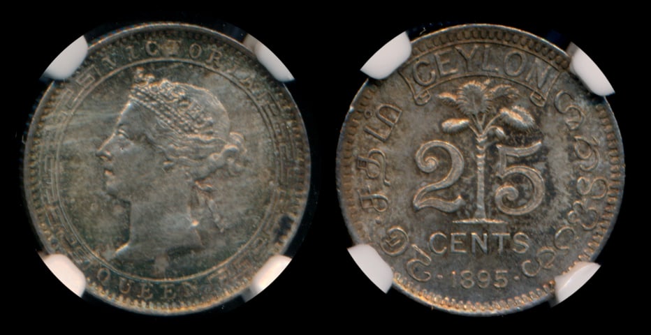 Ceylon QV 25c 1895 NGC MS65 (1 of 1)