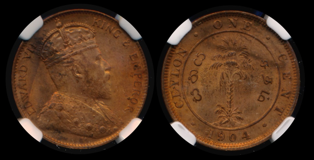 Ceylon KEVII 1c 1904 NGC MS64RB (1 of 1)