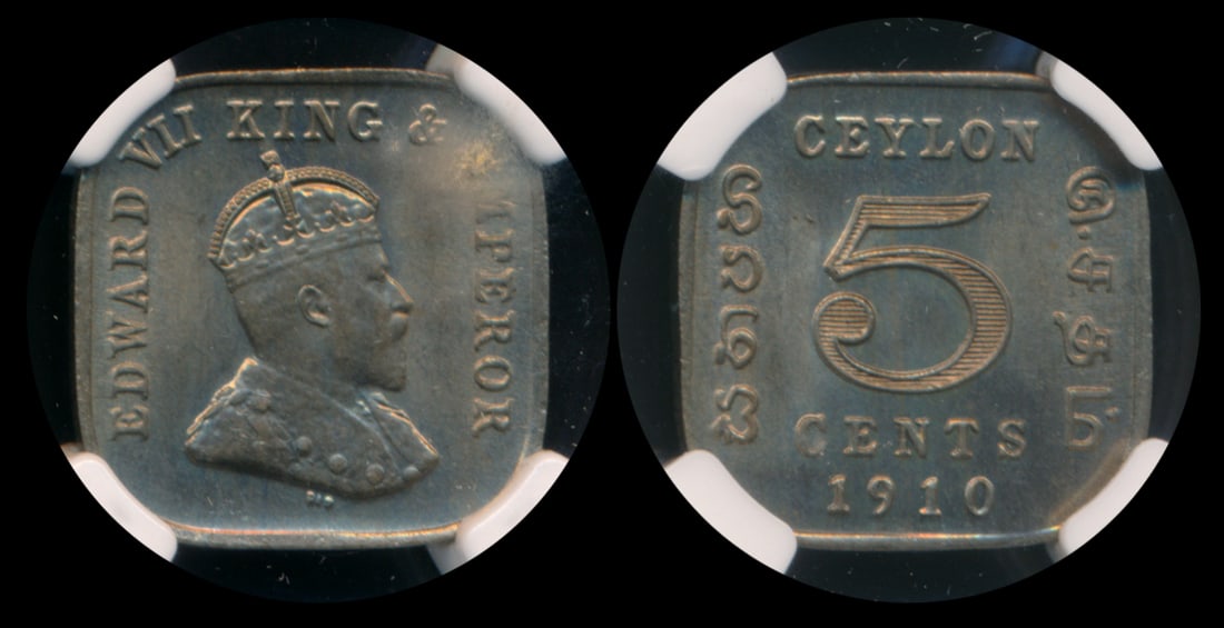 Ceylon KEVII 5c 1910 NGC MS65 (1 of 1)