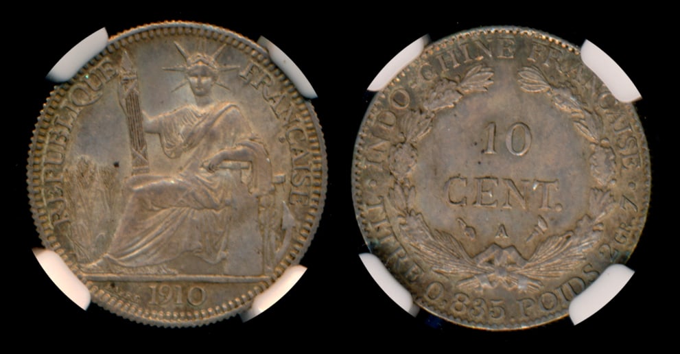 French Indo-China 10c 1910A NGC MS63 (1 of 1)