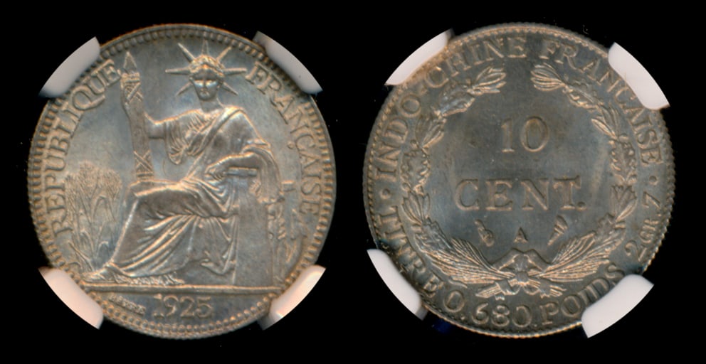 French Indo-China 10c 1925A NGC MS65 (1 of 1)