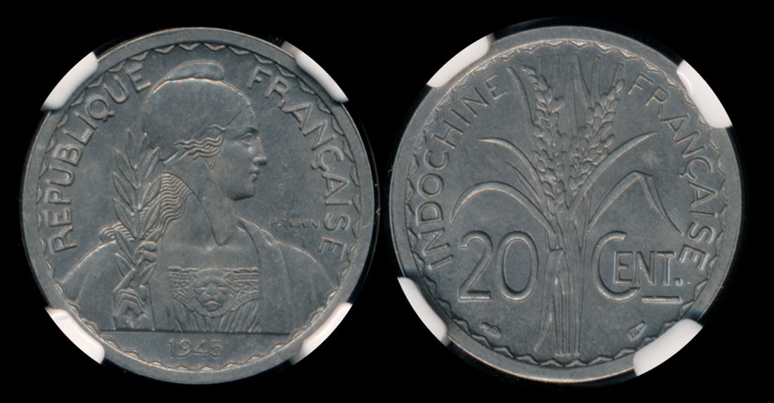 French Indo-China 20c 1945(a) NGC MS62 (1 of 1)