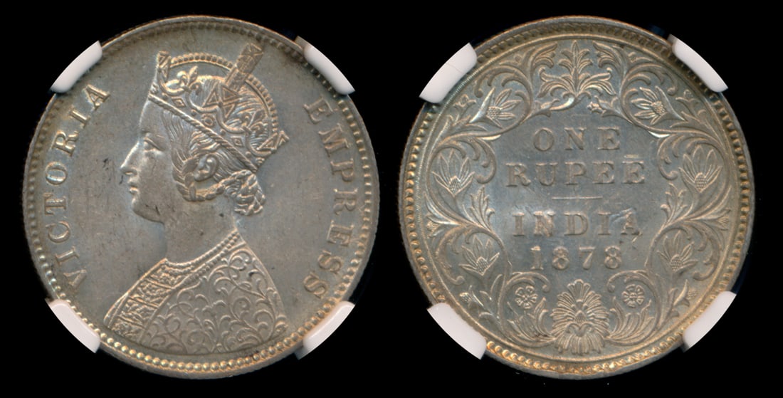 India British India QV Rupee 1878(C) NGC (1 of 1)