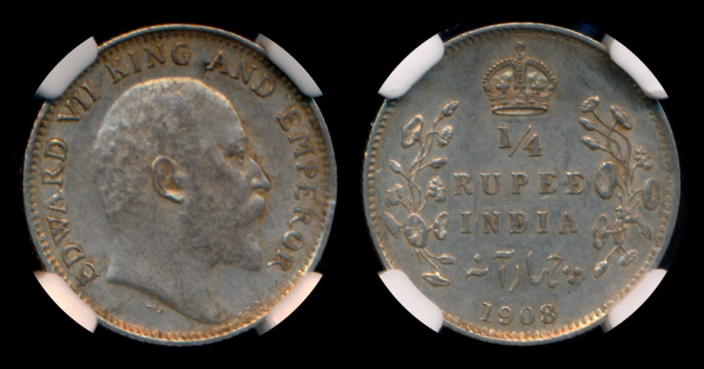 India British India KEVII 1/4 Rupee 1908(C) (1 of 1)