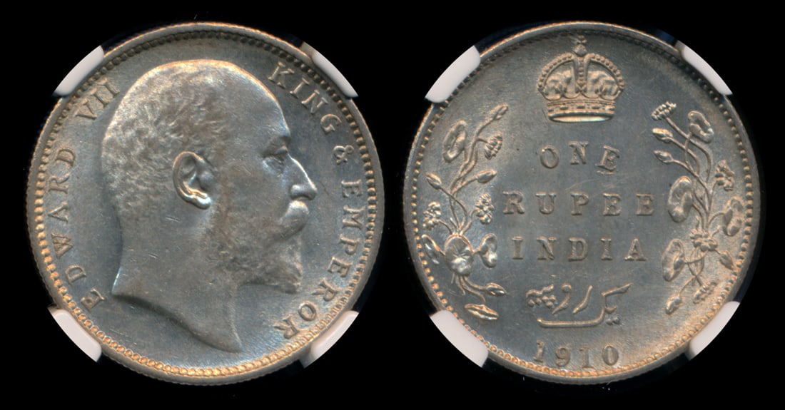 India British India KEVII Rupee 1910(C) NGC (1 of 1)