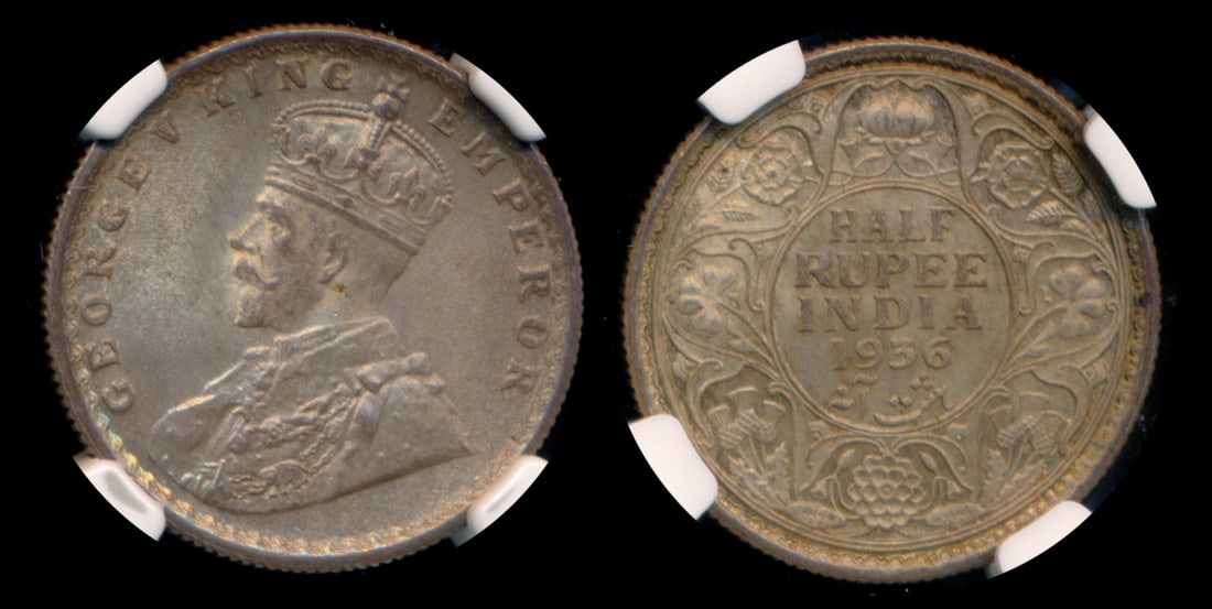 India British India KGV 1/2 Rupee 1936(C) (1 of 1)