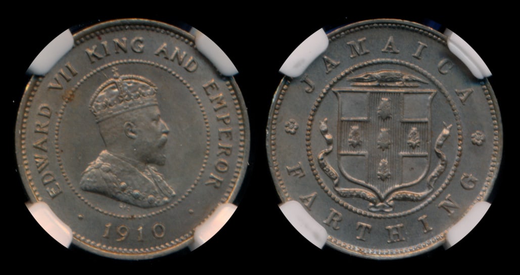 Jamaica KEVII Farthing 1910 NGC MS64 (1 of 1)