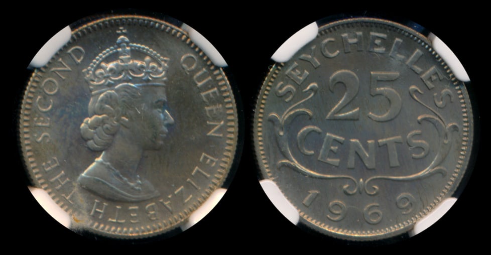 Seychelles QEII 25c 1969 proof NGC PF65 (1 of 1)