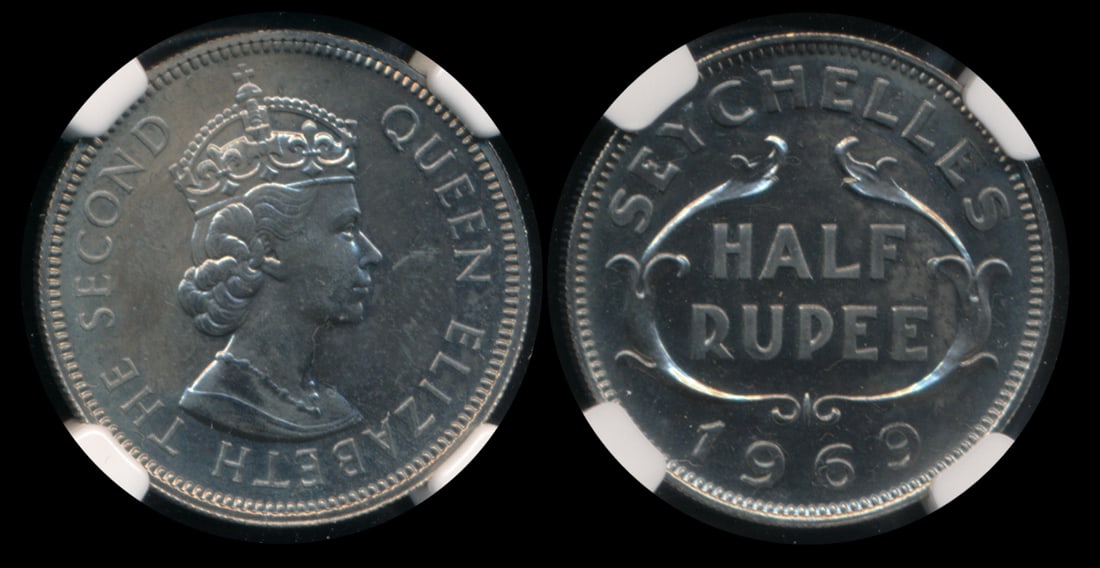 Seychelles QEII 1/2 Rupee 1969 proof NGC (1 of 1)