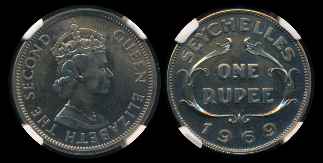 Seychelles QEII Rupee 1969 proof NGC PF65 (1 of 1)