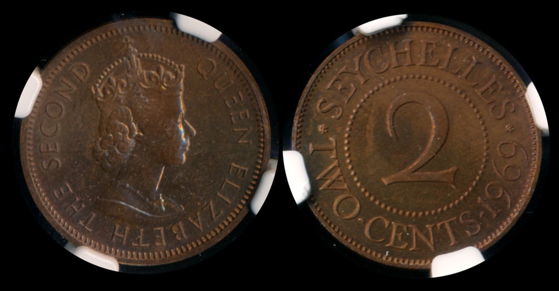 Seychelles QEII 2c 1969 proof NGC PF64RB (1 of 1)
