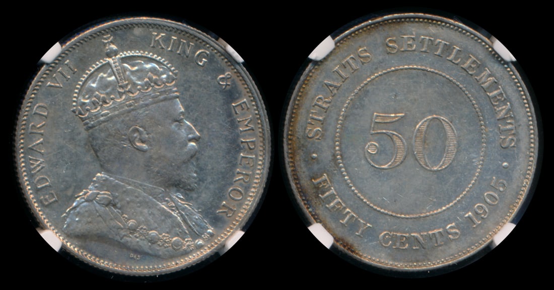 Straits Settlements KEVII 50c 1905B NGC (1 of 1)