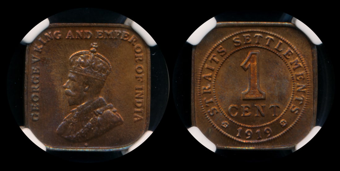 Straits Settlements KGV 1c 1919 NGC MS66RB (1 of 1)