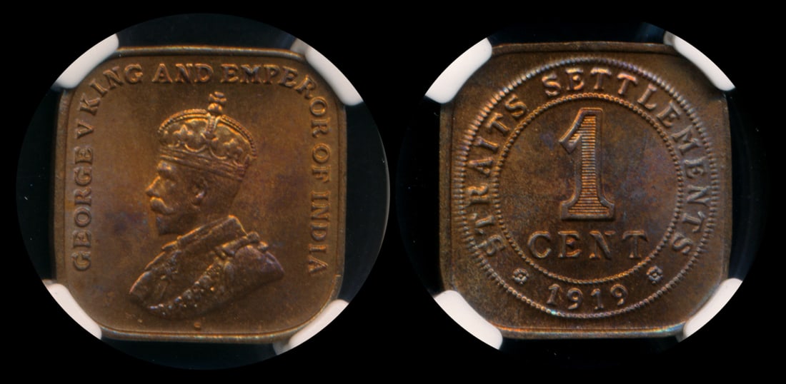 Straits Settlements KGV 1c 1919 NGC MS65+RB (1 of 1)