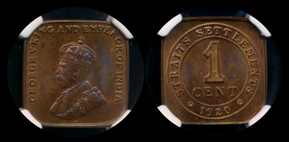 Straits Settlements KGV 1c 1920 NGC MS65RB (1 of 1)