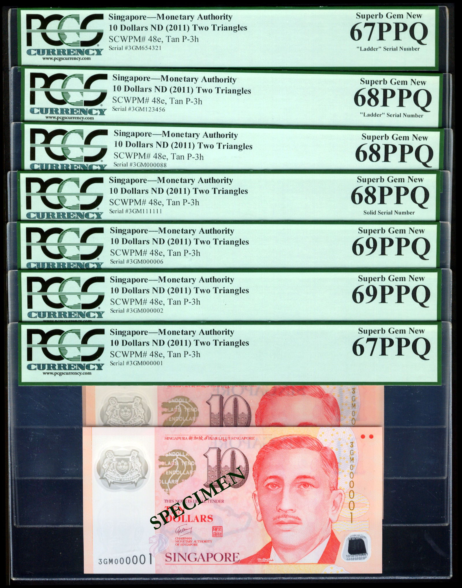 Singapore 25x$10 2011 GCT prefix 3GM PCGS (1 of 1)