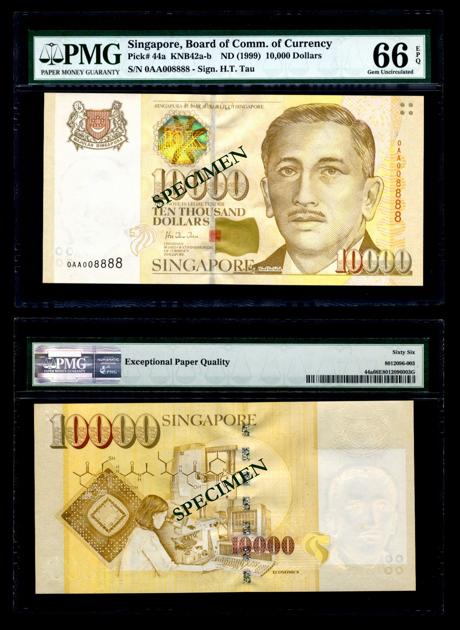 Singapore $10000 HTT 1st prefix PMG (1 of 1)