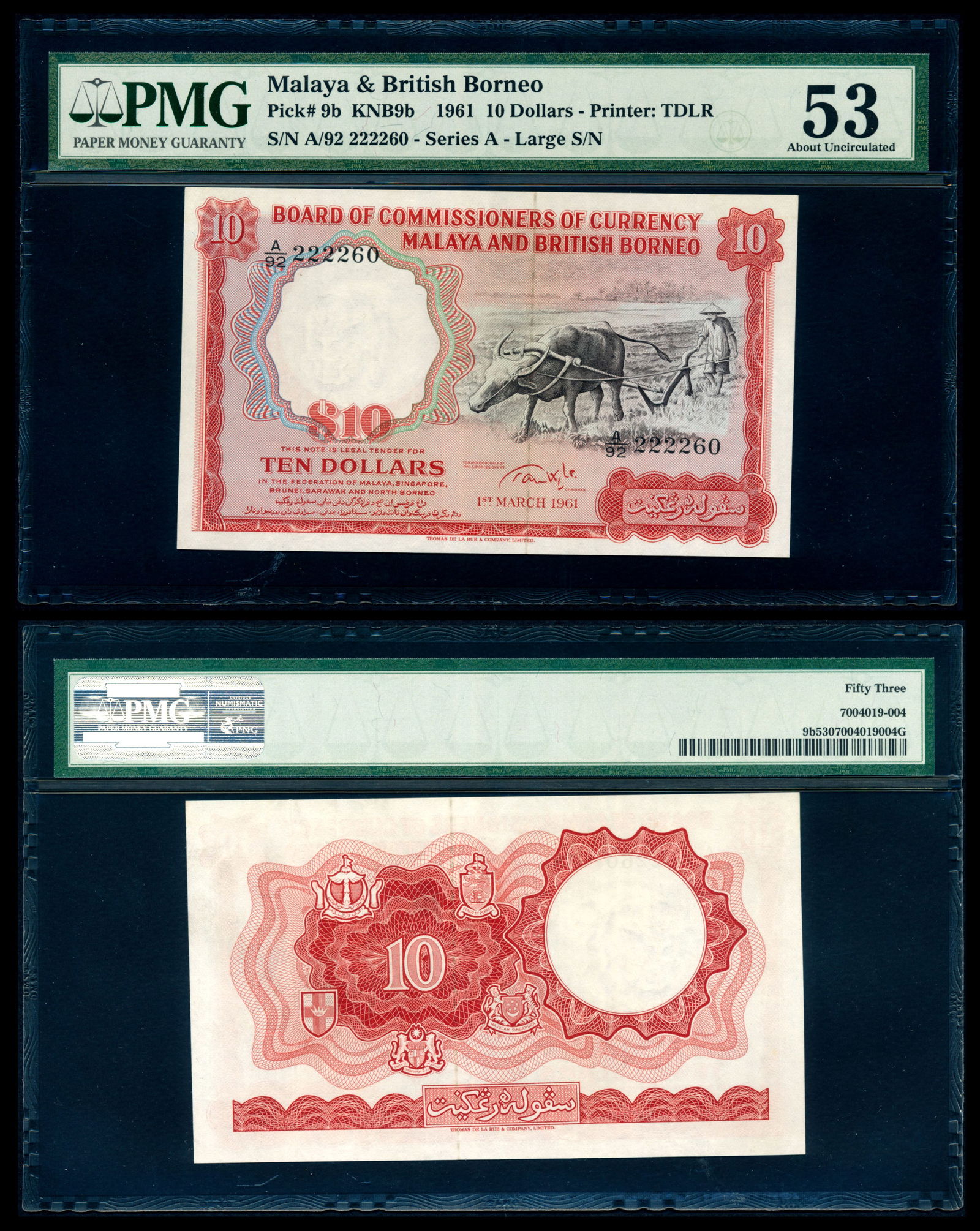 Malaya Br Borneo $10 1961 buffalo large A (1 of 1)