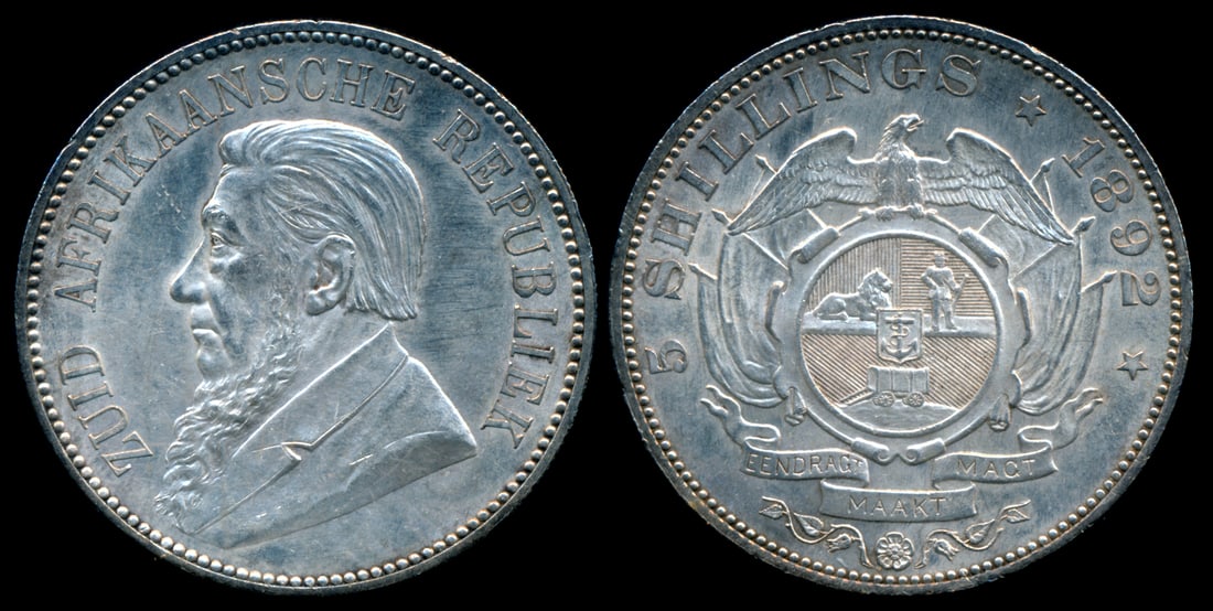South Africa 5 Shillings 1892 double shaft (1 of 1)